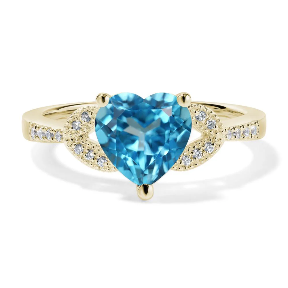 Heart Shaped Swiss Blue Topaz Engagement Ring - Image 5
