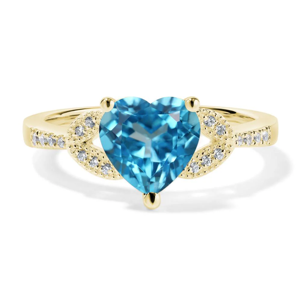 Heart Shaped Swiss Blue Topaz Engagement Ring - Image 8