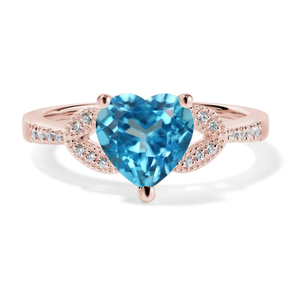 Heart Shaped Swiss Blue Topaz Engagement Ring - Image 9