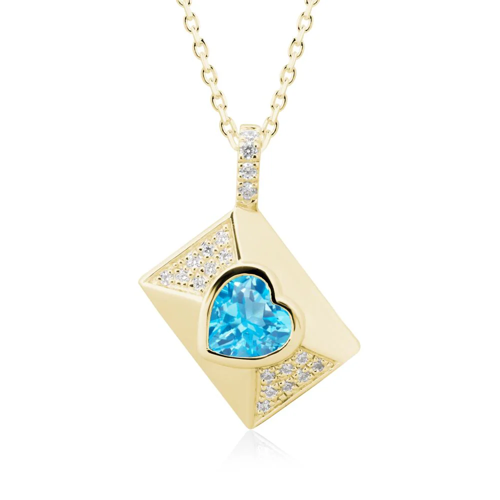 Heart Shaped Swiss Blue Topaz Love Letter Envelope Pendant - Image 6