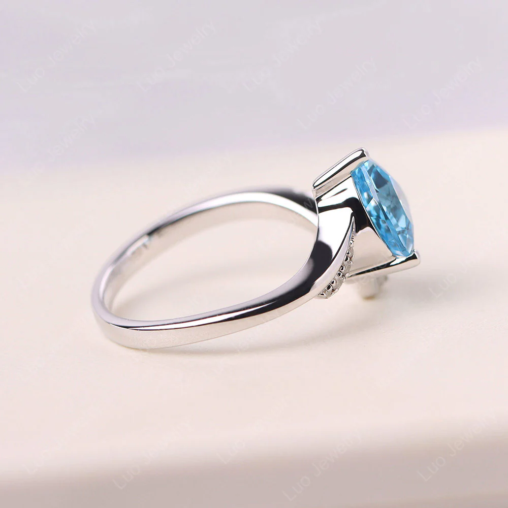 Heart Shaped Swiss Blue Topaz Strawberry Ring - Image 4