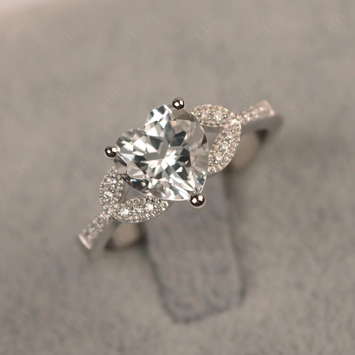 Heart Shaped White Topaz Engagement Ring - Image 10
