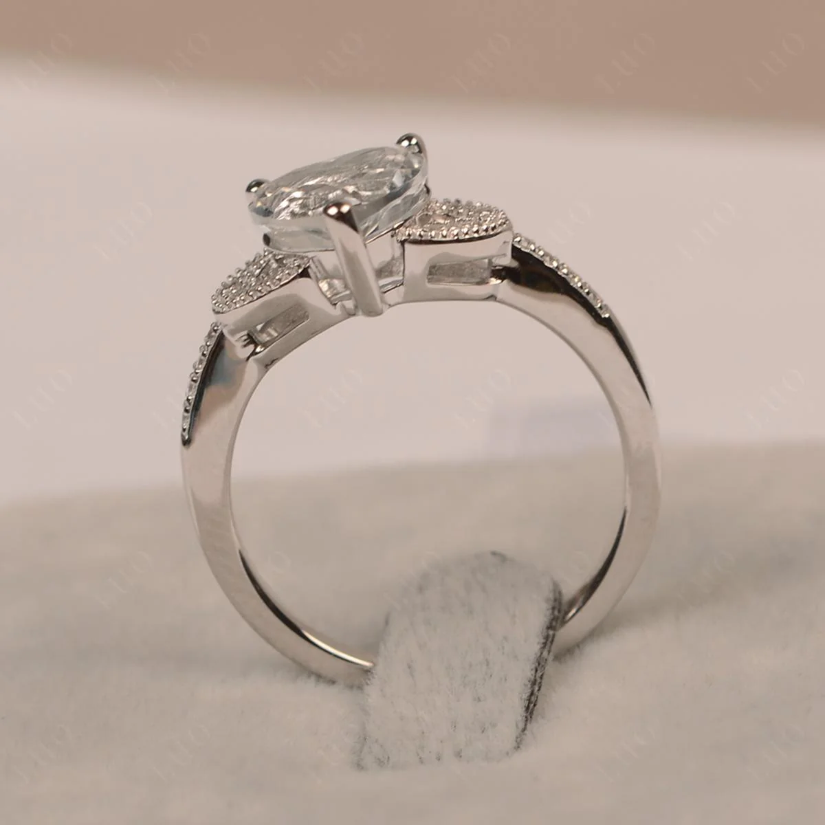Heart Shaped White Topaz Engagement Ring - Image 11