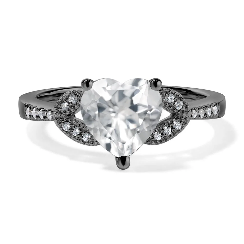 Heart Shaped White Topaz Engagement Ring - Image 3