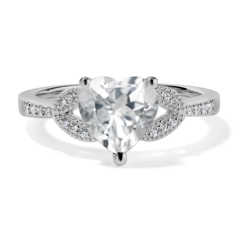 Heart Shaped White Topaz Engagement Ring - Image 6