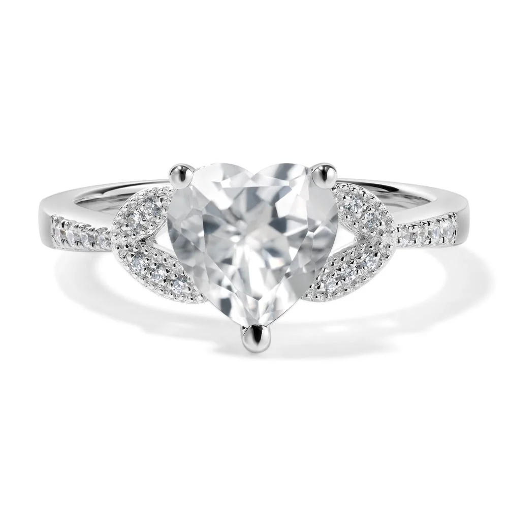 Heart Shaped White Topaz Engagement Ring - Image 7