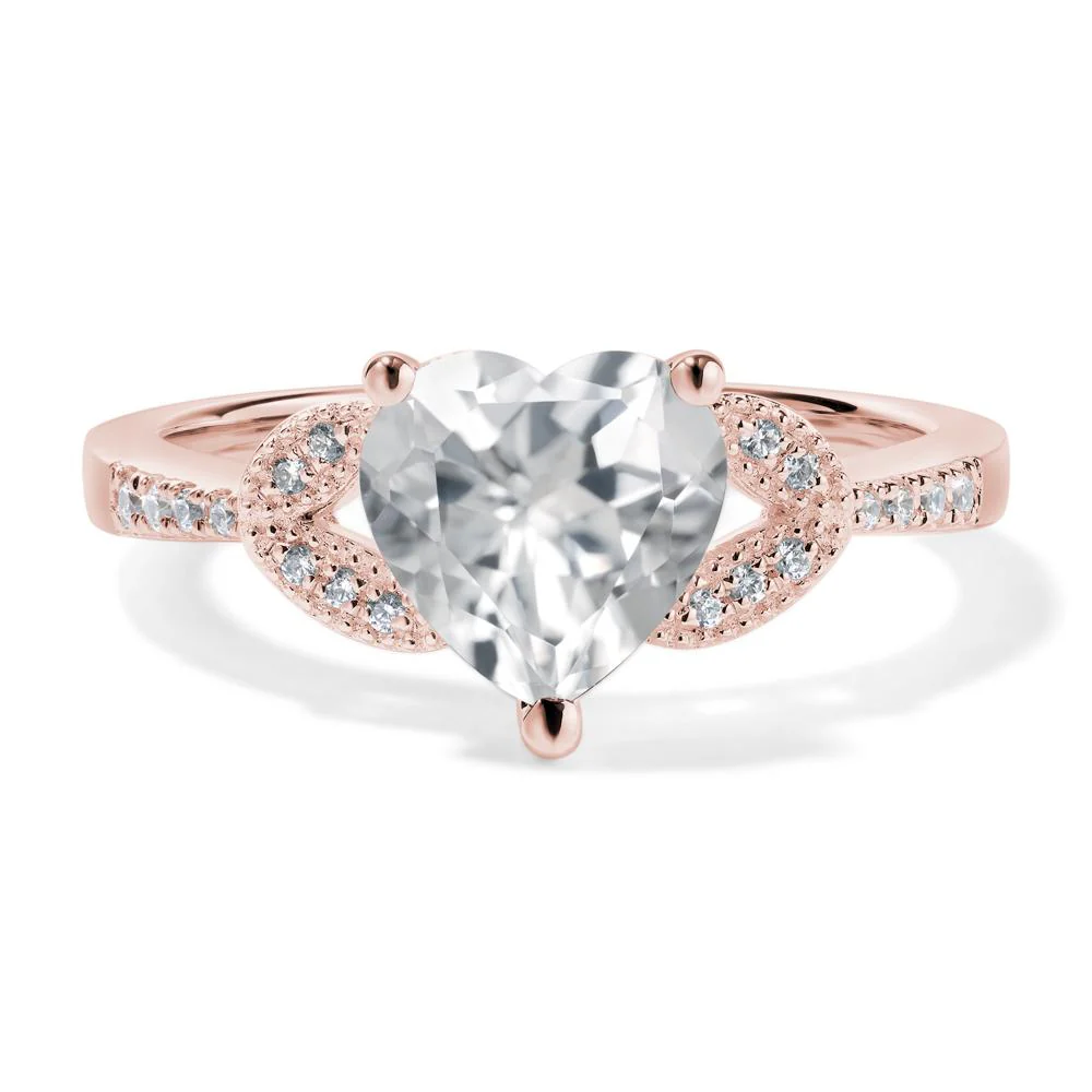 Heart Shaped White Topaz Engagement Ring - Image 9