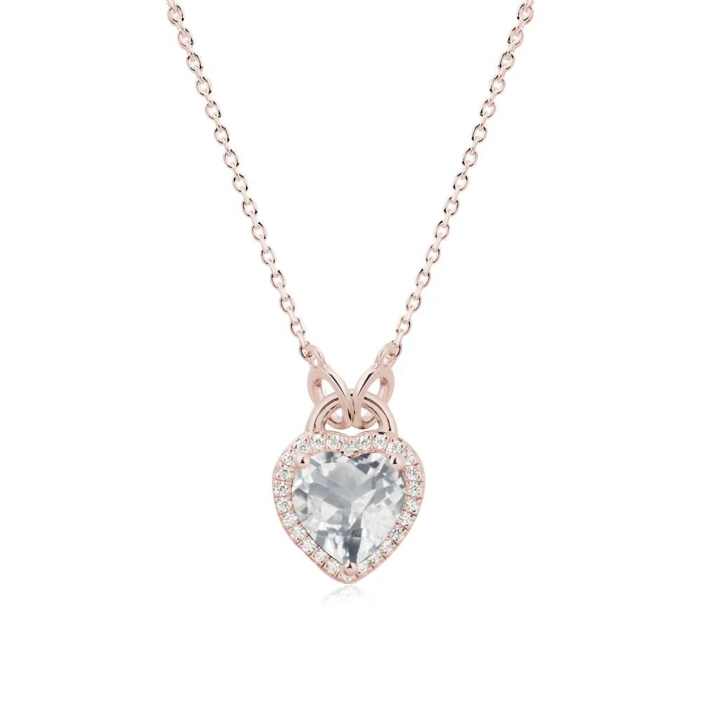 Heart Shaped White Topaz Halo Necklace - Image 2