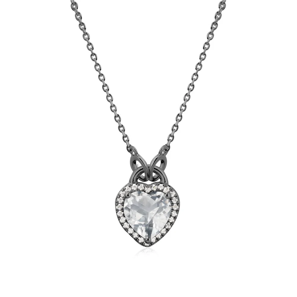 Heart Shaped White Topaz Halo Necklace - Image 8