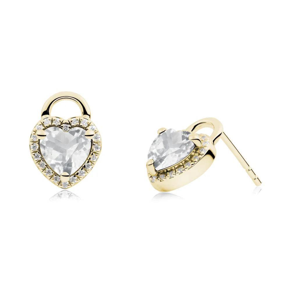 Heart Shaped White Topaz Halo Stud Earrings - Image 3