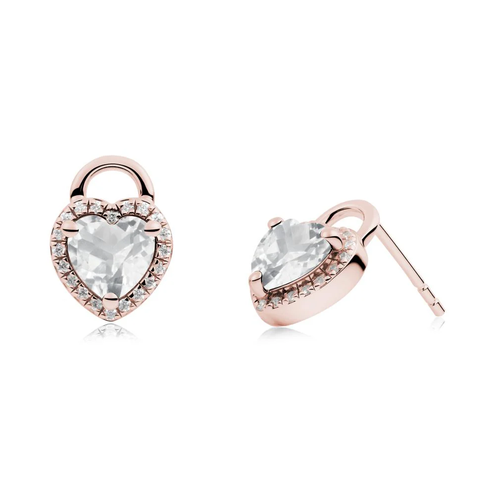 Heart Shaped White Topaz Halo Stud Earrings - Image 7
