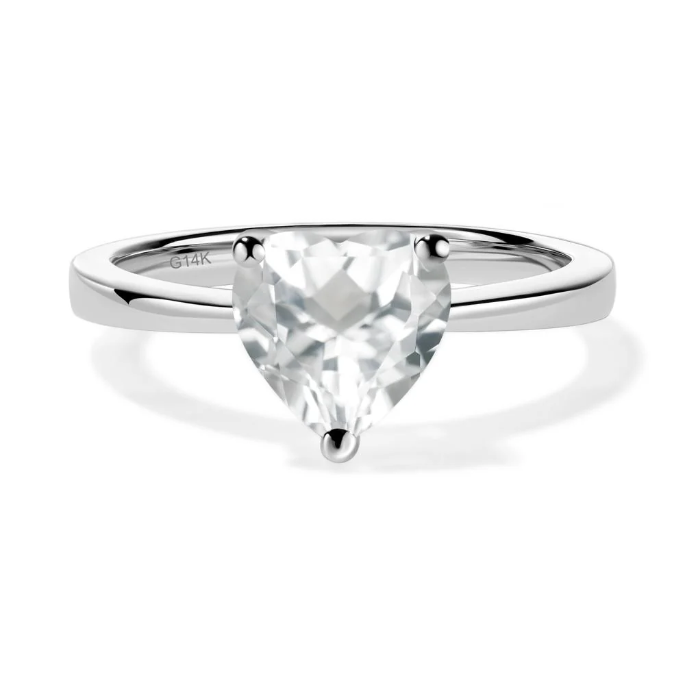 Heart Shaped White Topaz Solitaire Ring - Image 3
