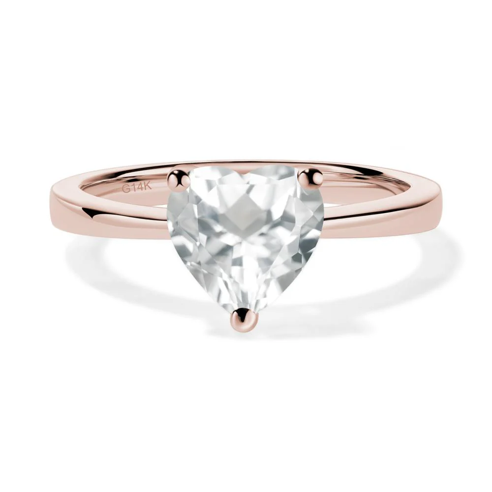 Heart Shaped White Topaz Solitaire Ring - Image 5
