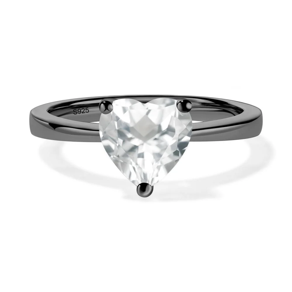 Heart Shaped White Topaz Solitaire Ring - Image 9