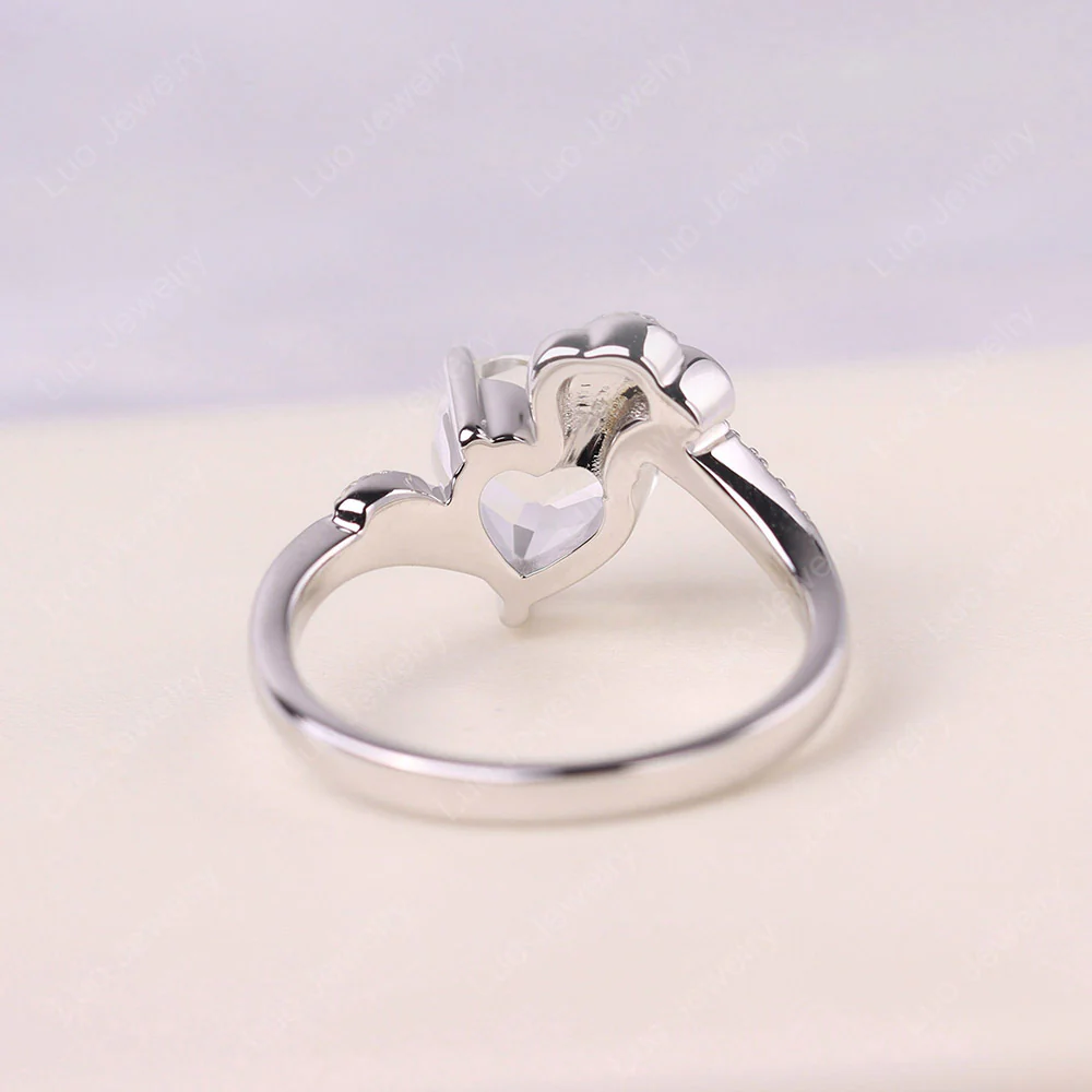 Heart Shaped White Topaz Strawberry Ring - Image 3