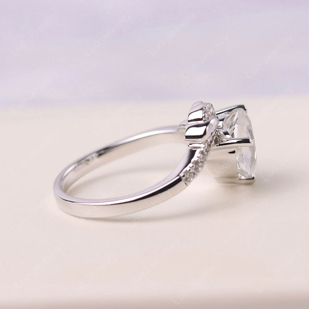 Heart Shaped White Topaz Strawberry Ring - Image 4