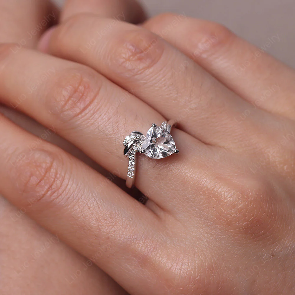 Heart Shaped White Topaz Strawberry Ring - Image 5