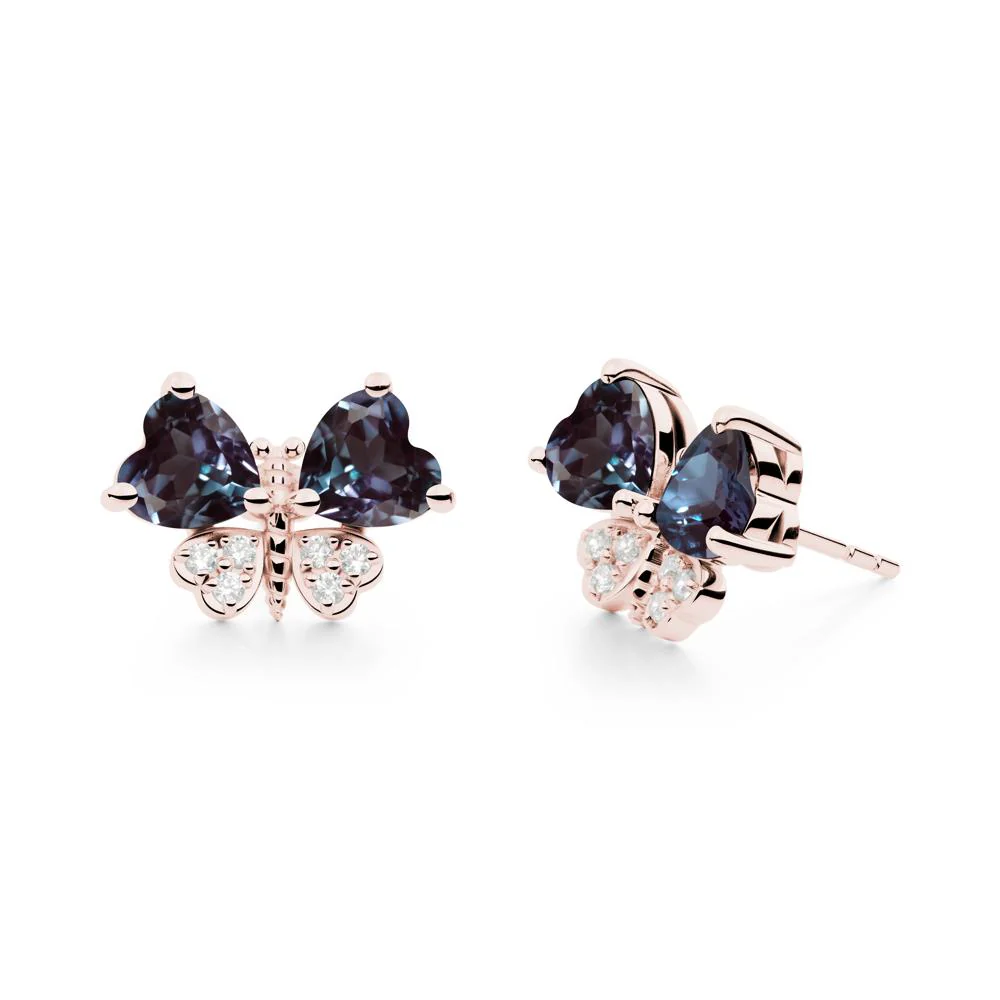 Heart Shaped Wings Butterfly Alexandrite Earrings - Image 4