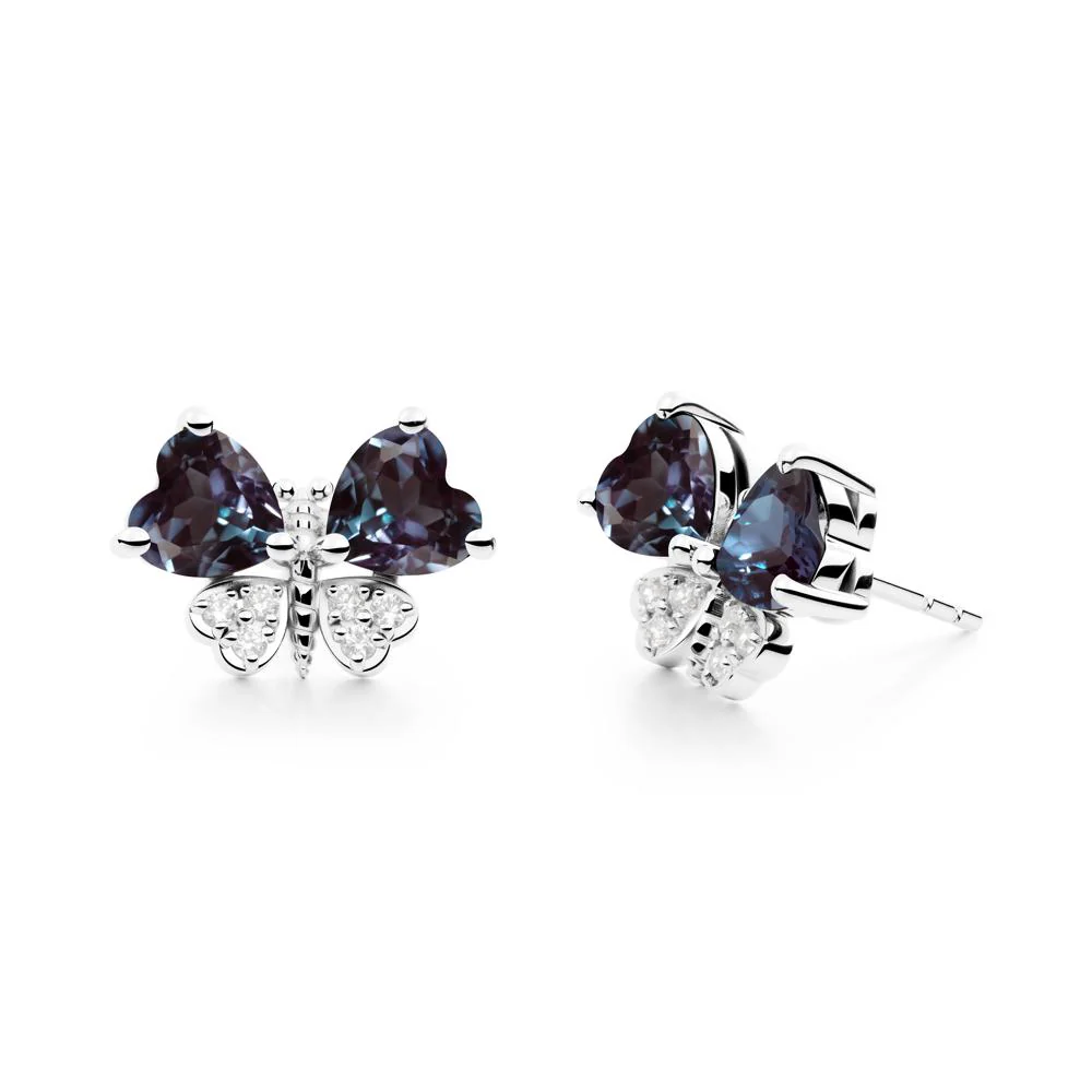 Heart Shaped Wings Butterfly Alexandrite Earrings - Image 7