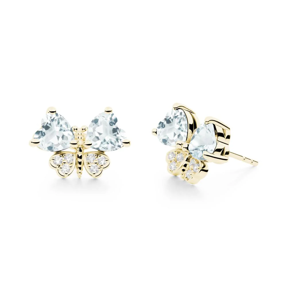 Heart Shaped Wings Butterfly Aquamarine Earrings - Image 6