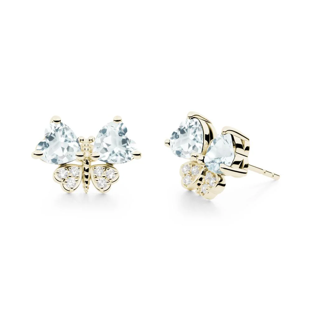 Heart Shaped Wings Butterfly Aquamarine Earrings - Image 8