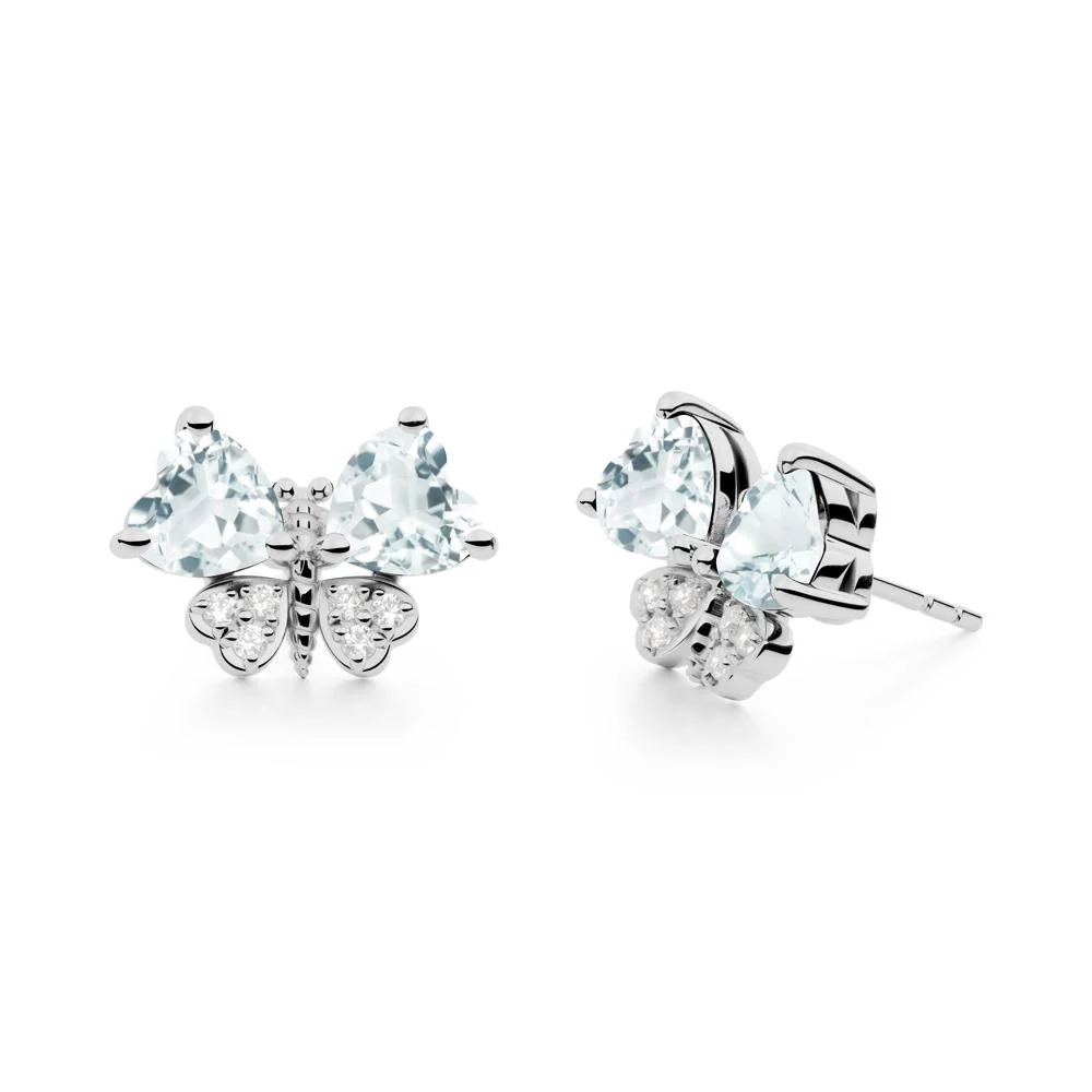 Heart Shaped Wings Butterfly Aquamarine Earrings - Image 9