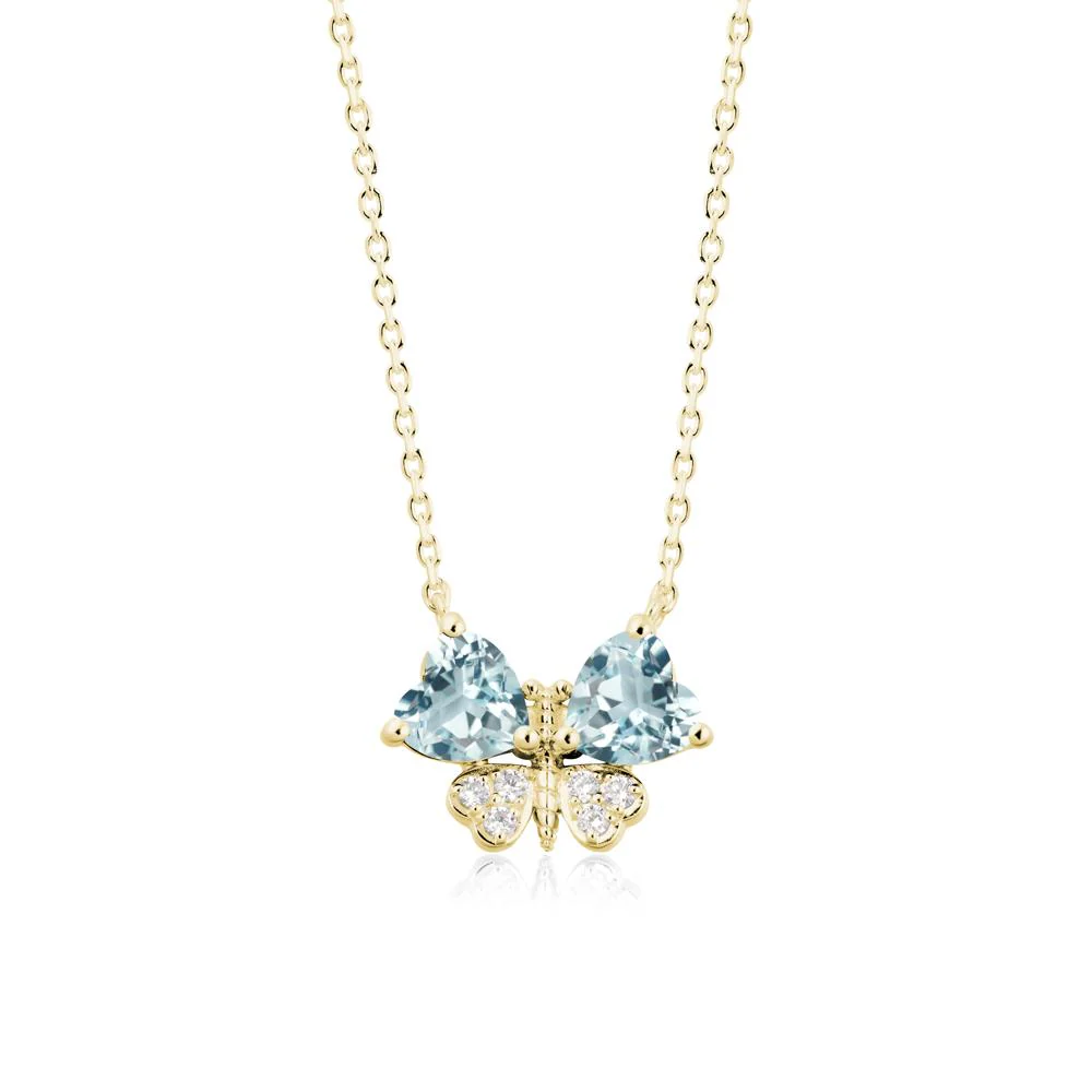 Heart Shaped Wings Butterfly Aquamarine Necklace - Image 6