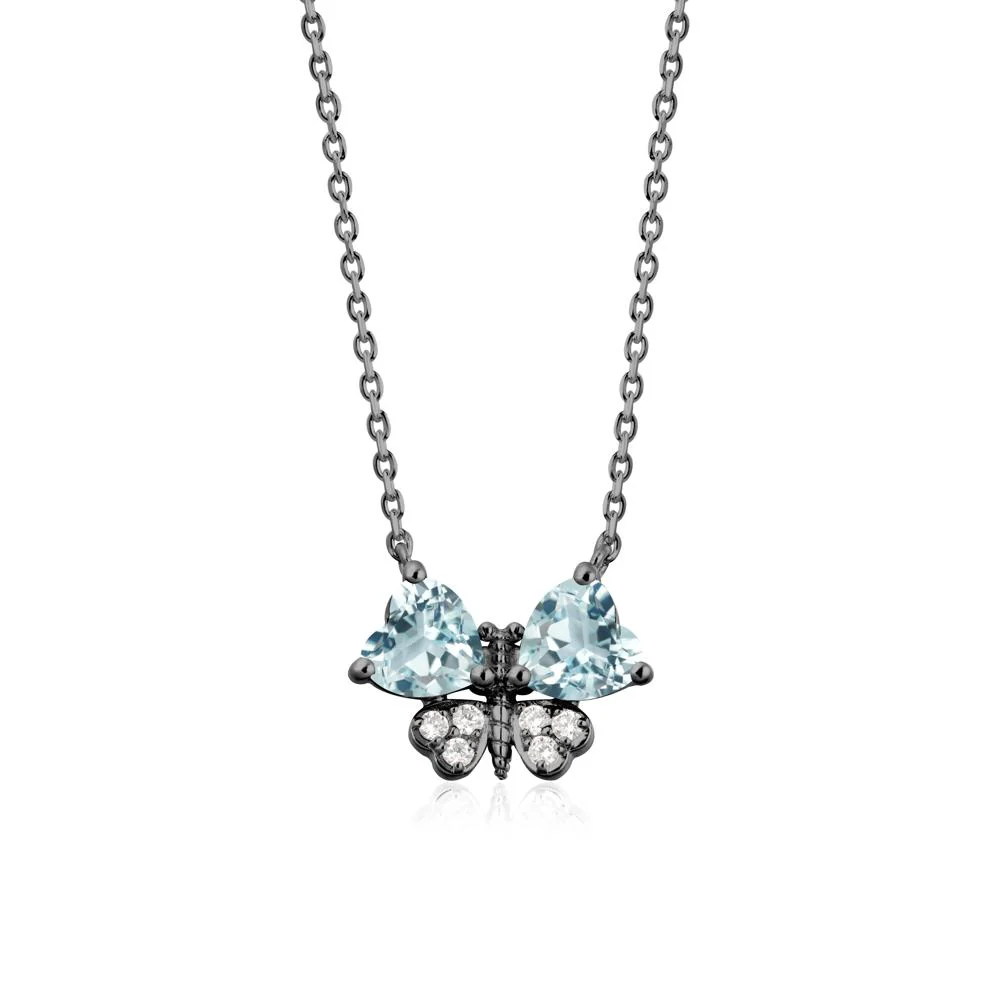 Heart Shaped Wings Butterfly Aquamarine Necklace - Image 7