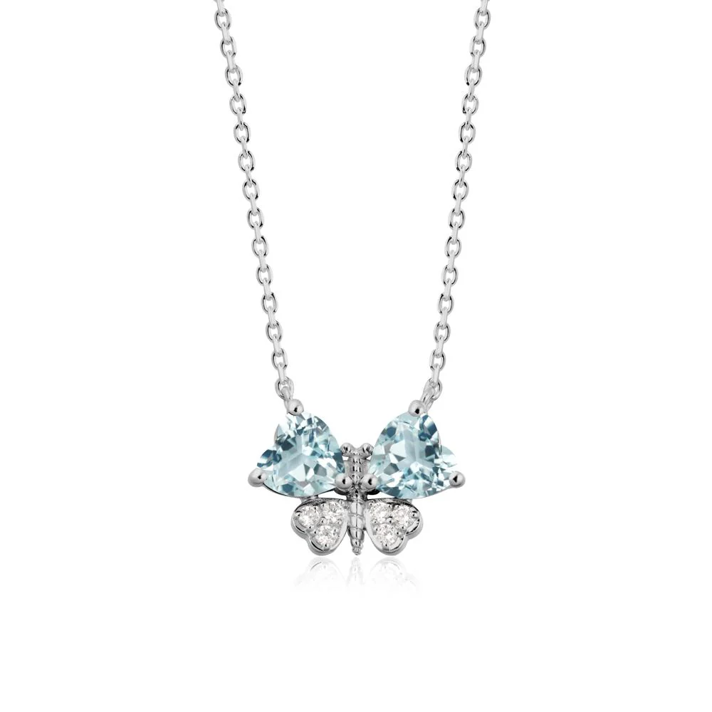 Heart Shaped Wings Butterfly Aquamarine Necklace - Image 8