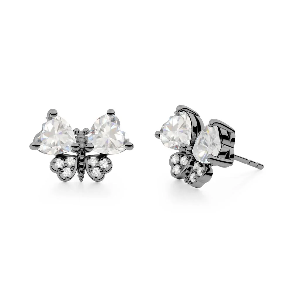 Heart Shaped Wings Butterfly Cubic Zirconia Earrings