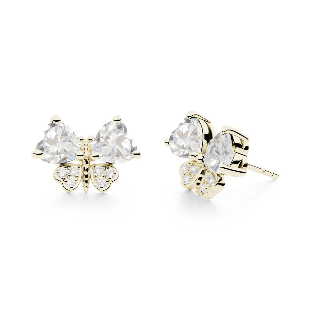 Heart Shaped Wings Butterfly Cubic Zirconia Earrings - Image 3