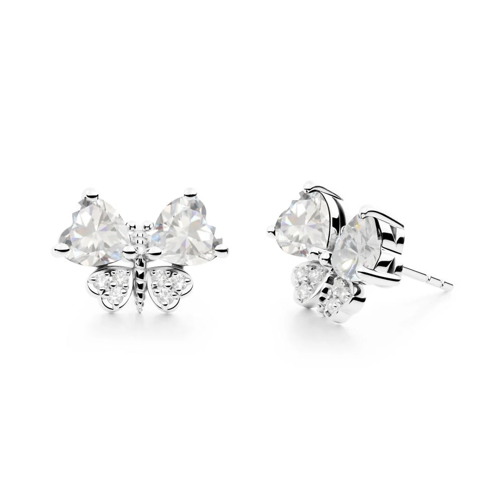 Heart Shaped Wings Butterfly Cubic Zirconia Earrings - Image 5
