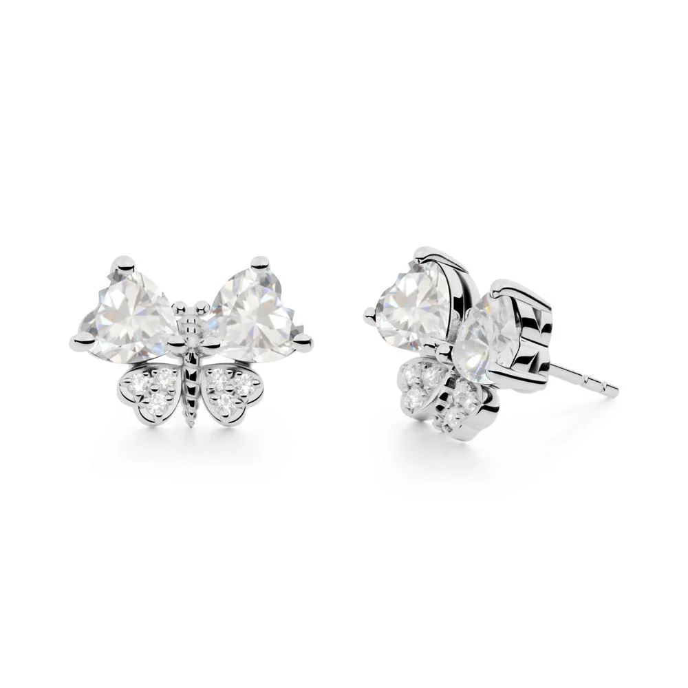 Heart Shaped Wings Butterfly Cubic Zirconia Earrings - Image 7