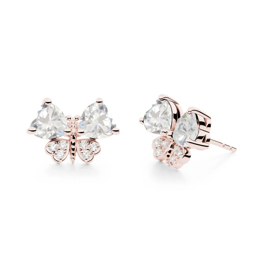Heart Shaped Wings Butterfly Cubic Zirconia Earrings - Image 8