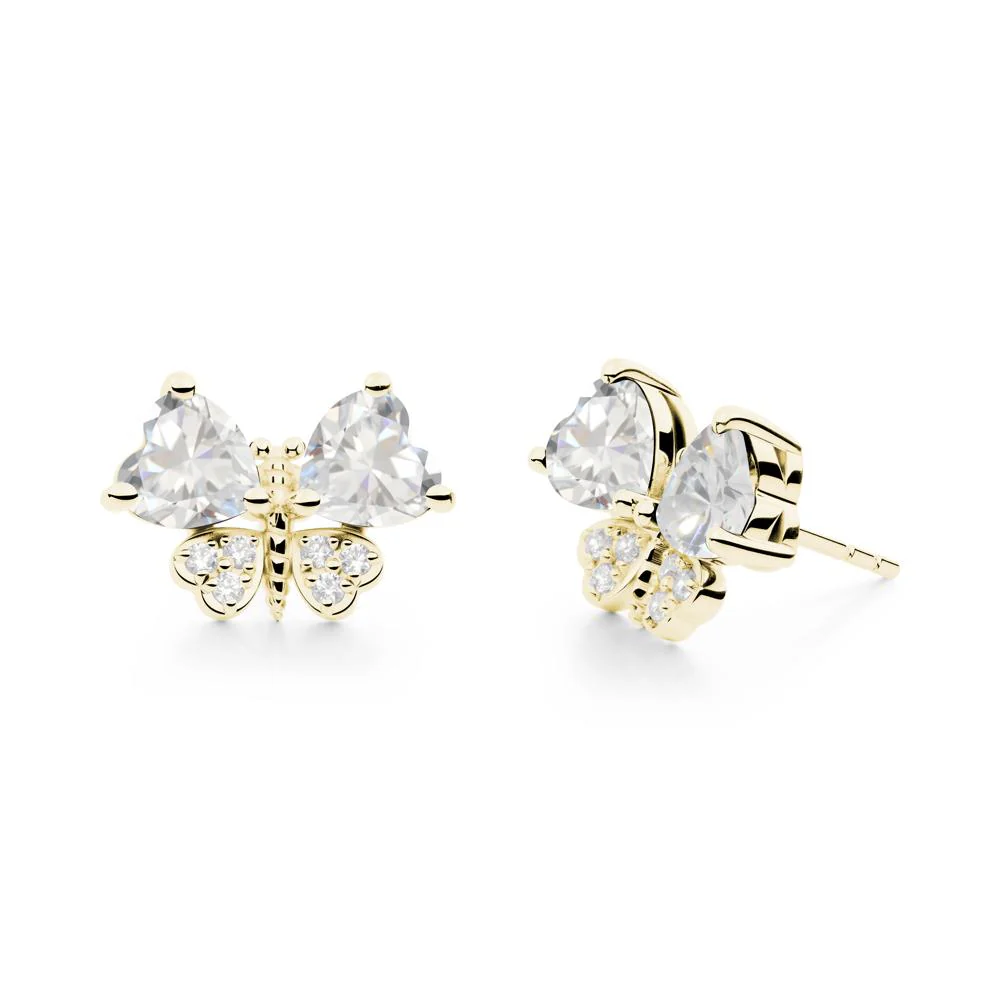 Heart Shaped Wings Butterfly Cubic Zirconia Earrings - Image 9