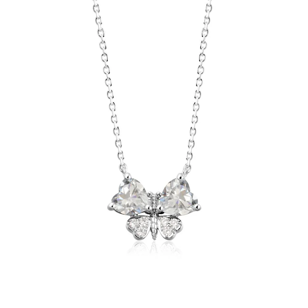Heart Shaped Wings Butterfly Cubic Zirconia Necklace - Image 3