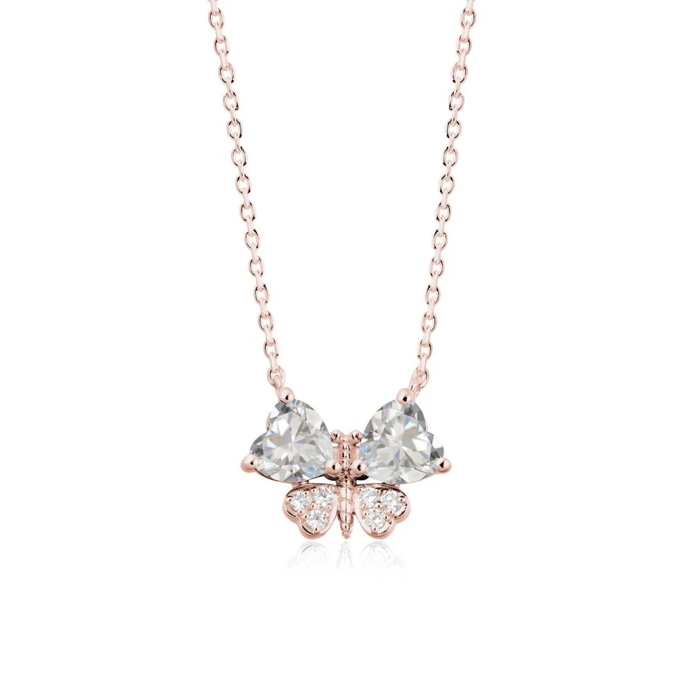 Heart Shaped Wings Butterfly Cubic Zirconia Necklace - Image 4