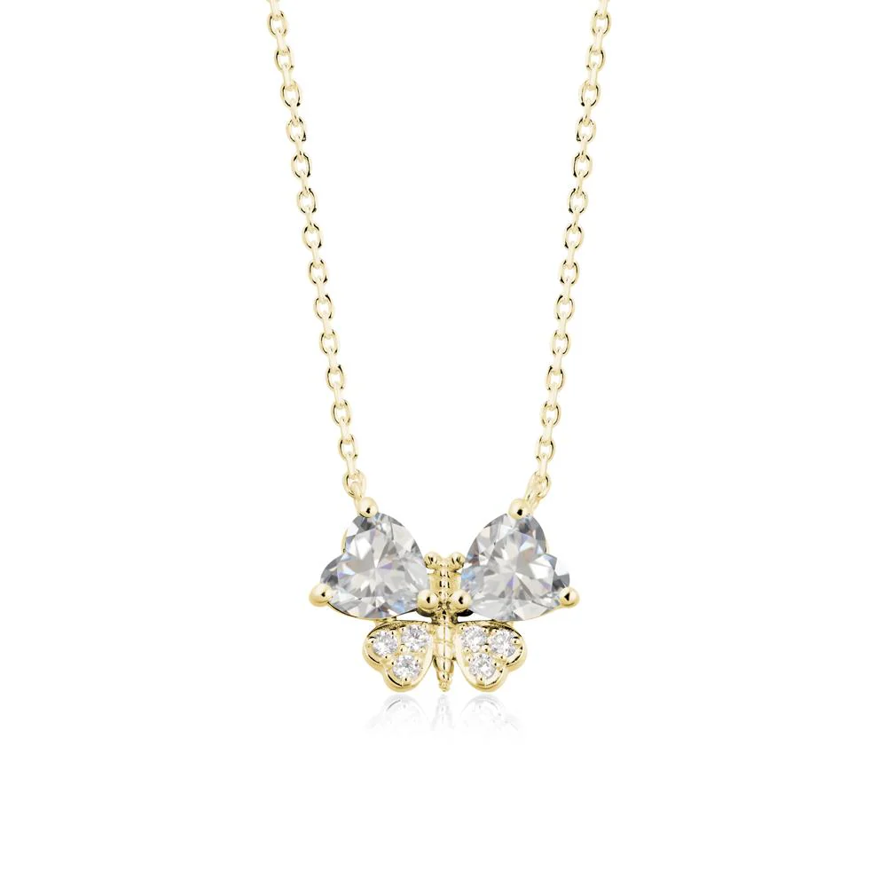 Heart Shaped Wings Butterfly Cubic Zirconia Necklace - Image 6