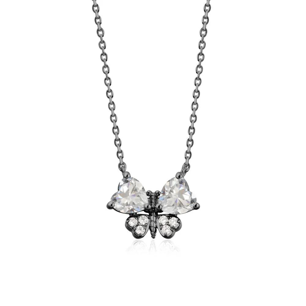 Heart Shaped Wings Butterfly Cubic Zirconia Necklace - Image 7