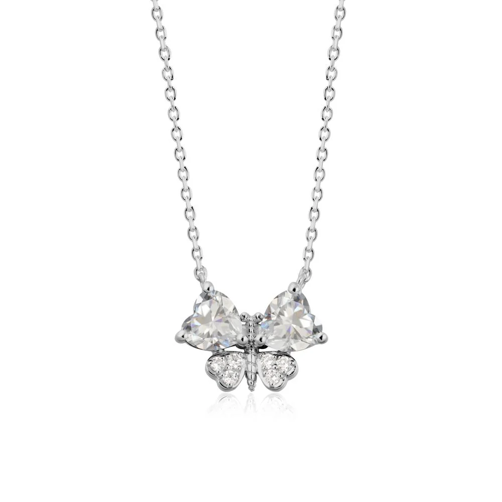 Heart Shaped Wings Butterfly Cubic Zirconia Necklace - Image 8