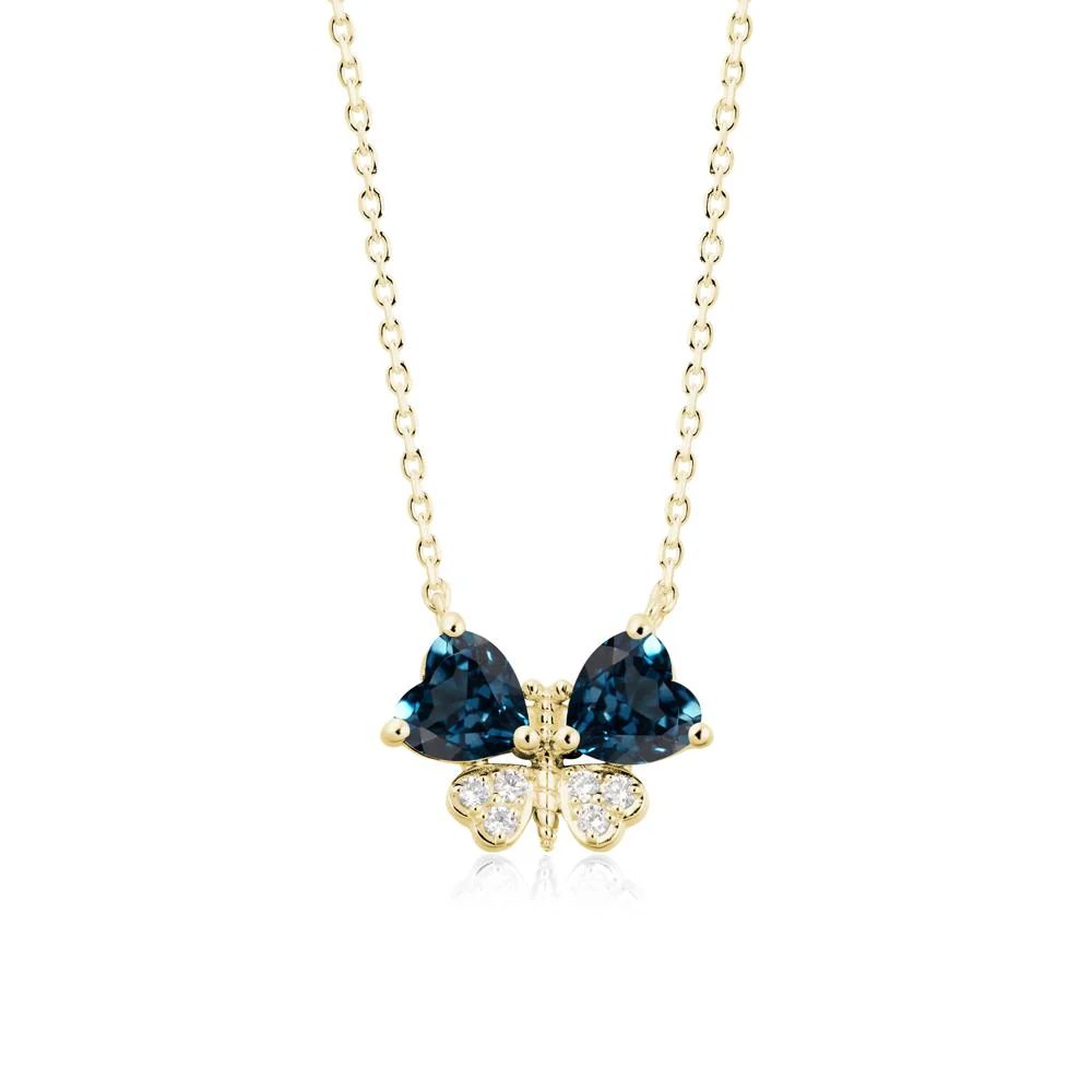 Heart Shaped Wings Butterfly London Blue Topaz Necklace - Image 7