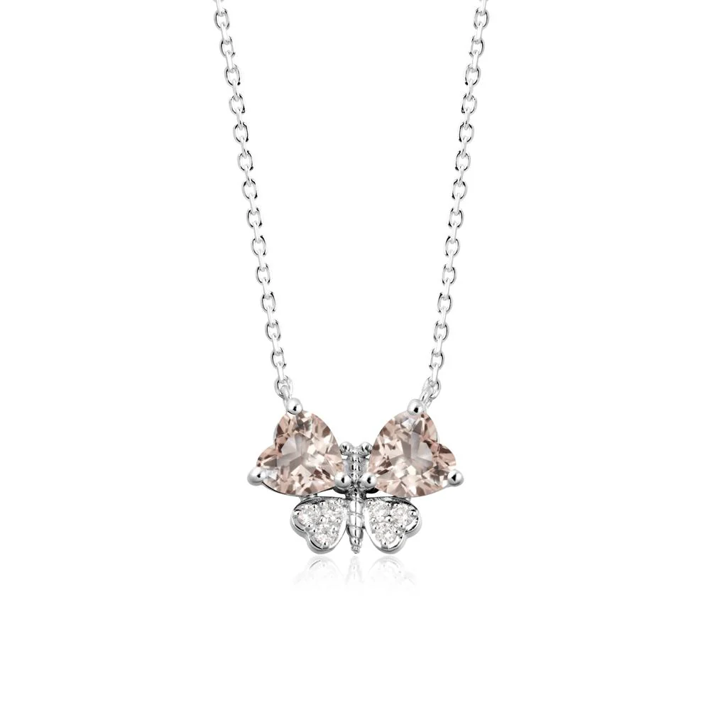 Heart Shaped Wings Butterfly Morganite Necklace - Image 5
