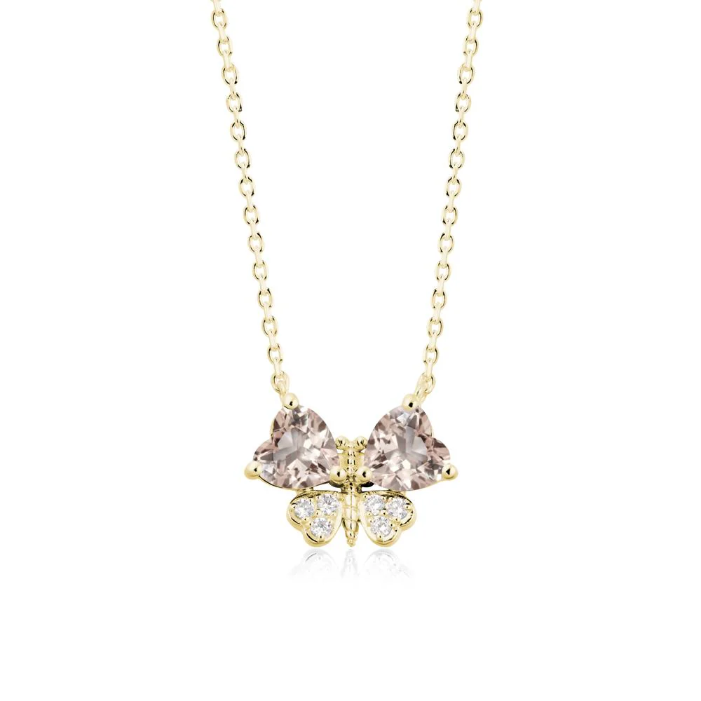 Heart Shaped Wings Butterfly Morganite Necklace - Image 6