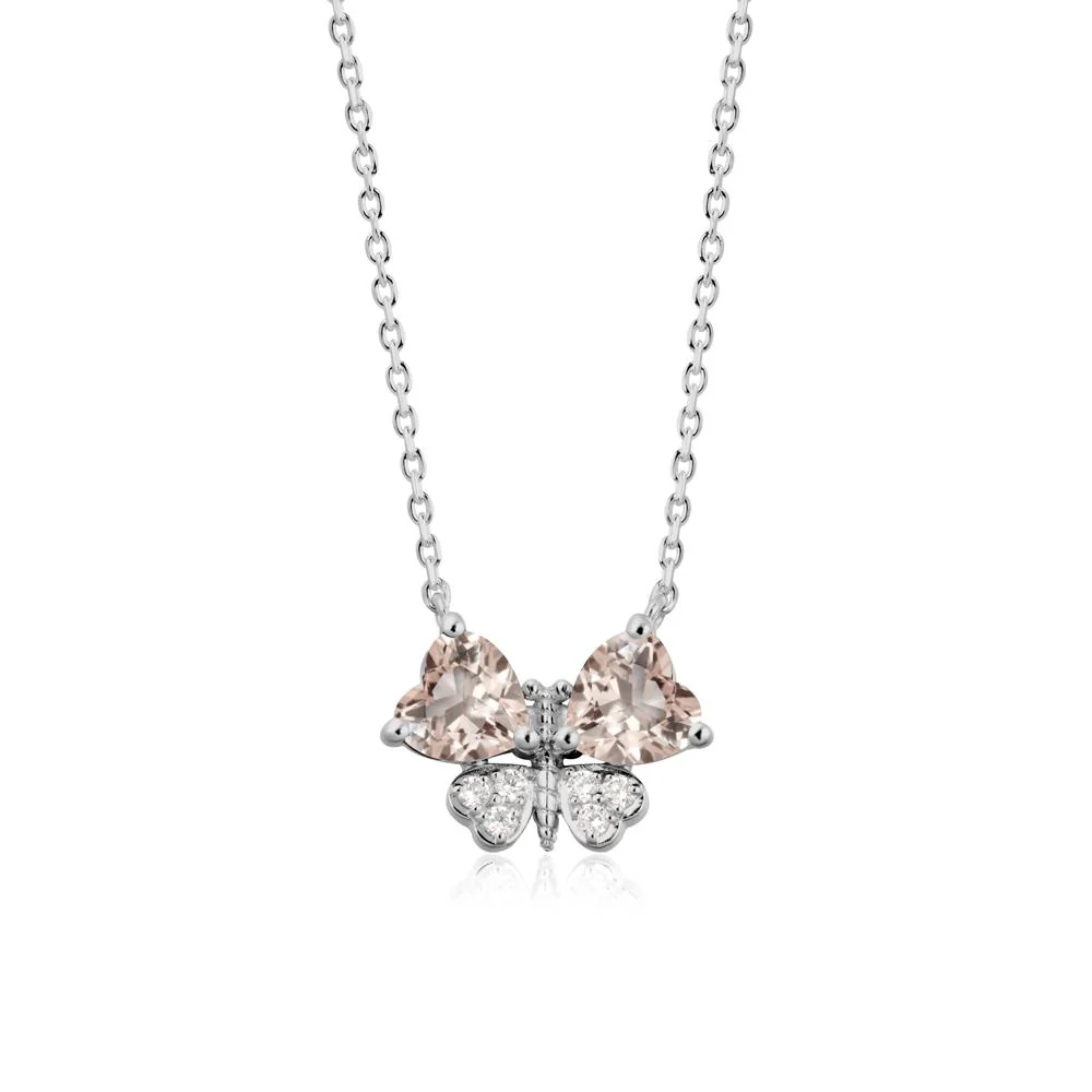 Heart Shaped Wings Butterfly Morganite Necklace - Image 8