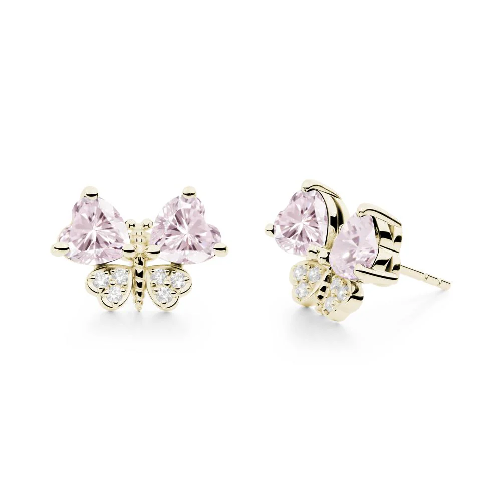 Heart Shaped Wings Butterfly Pink Cubic Zirconia Earrings - Image 3