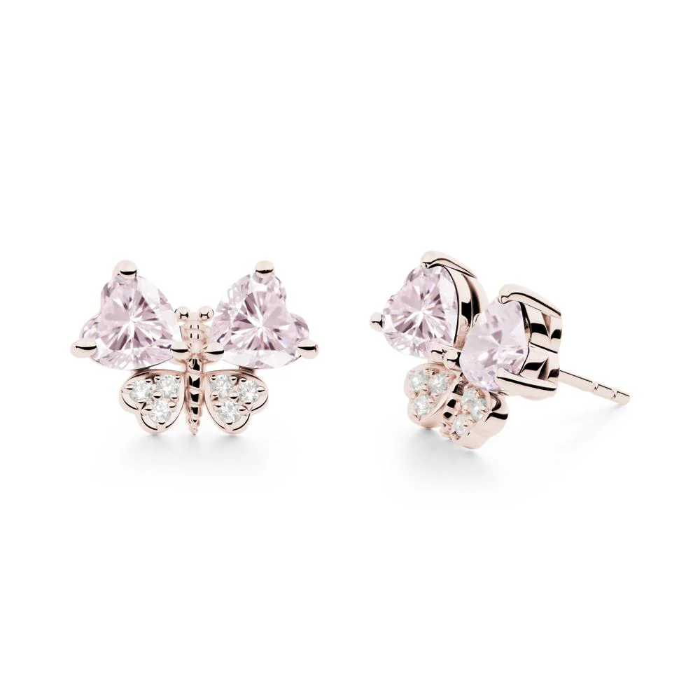 Heart Shaped Wings Butterfly Pink Cubic Zirconia Earrings - Image 8