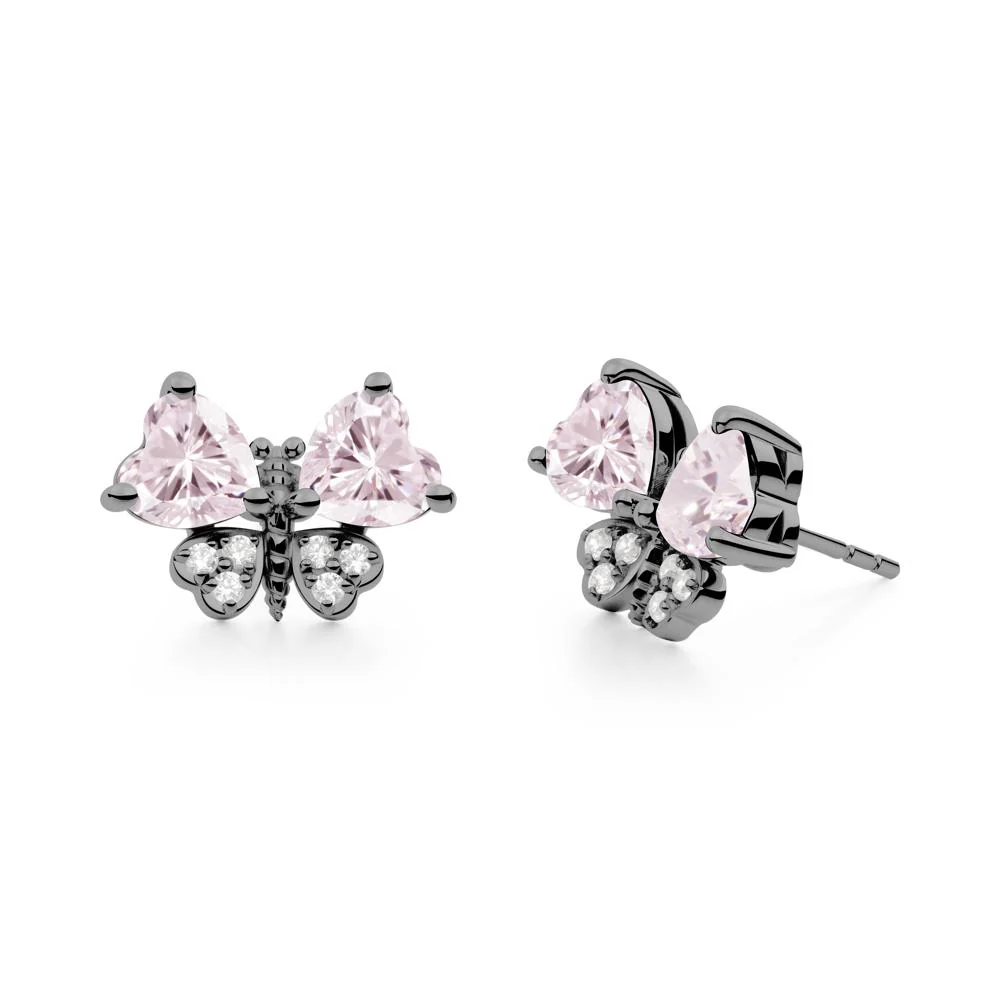 Heart Shaped Wings Butterfly Pink Cubic Zirconia Earrings - Image 9