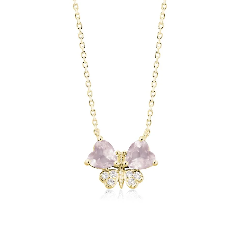 Heart Shaped Wings Butterfly Rose Quartz Necklace - Image 7