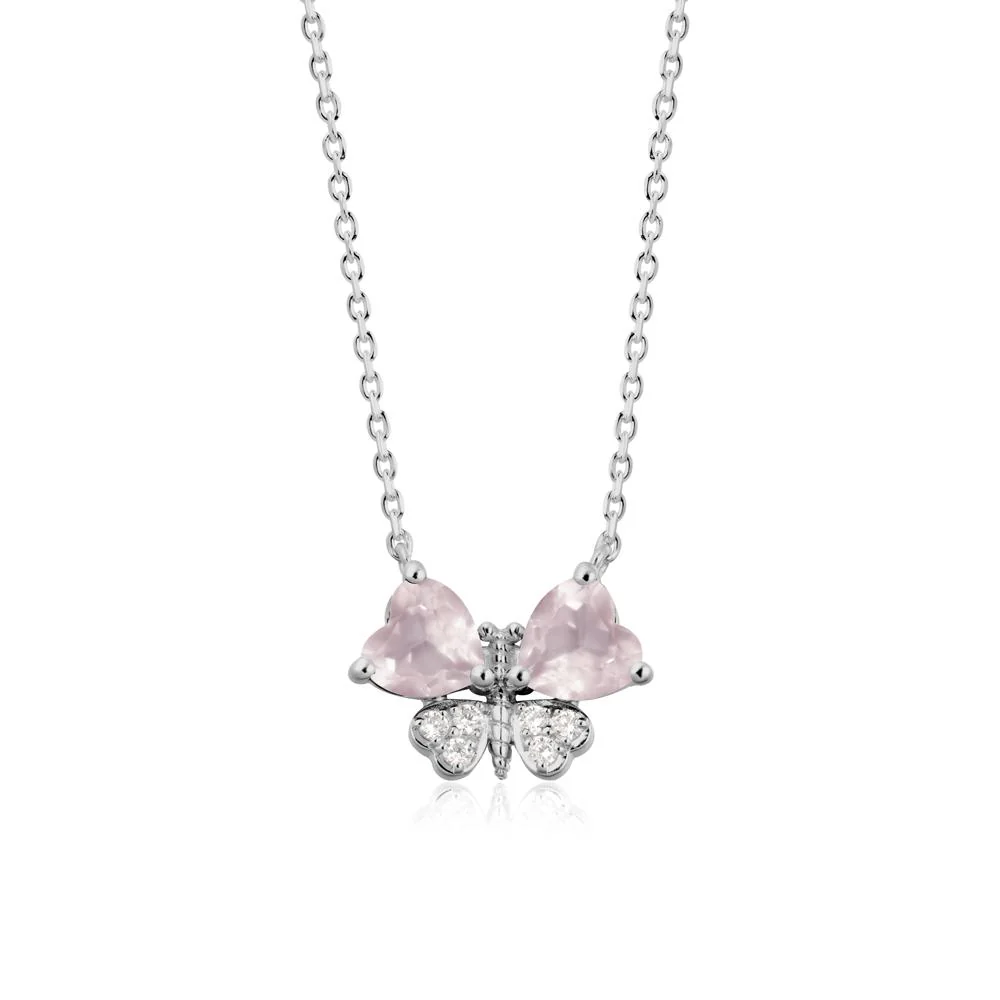 Heart Shaped Wings Butterfly Rose Quartz Necklace - Image 8