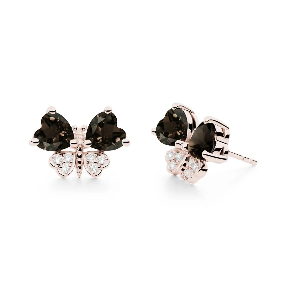 Heart Shaped Wings Butterfly Smoky Quartz Earrings - Image 5